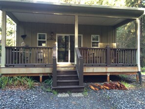 Beach Creek flows past the Forest Have Suite, meandering through the   woods.