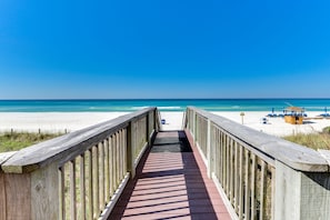 The walkway to the beach from the pool!
