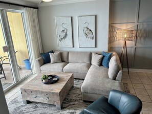 New Thomasville couch with chaise lounge for extra comfort and upscale decor!