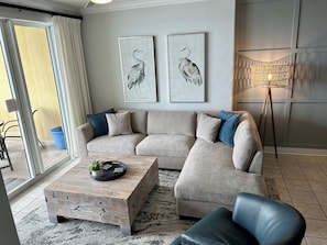 New Thomasville couch with chaise lounge for extra comfort and upscale decor!