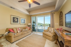 Family room with sofa sleeper.