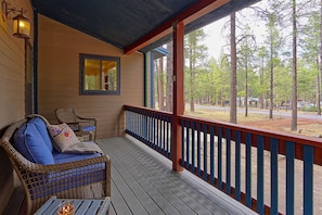 Comfy seating on front porch.