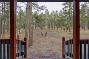 View of trailhead from front door.