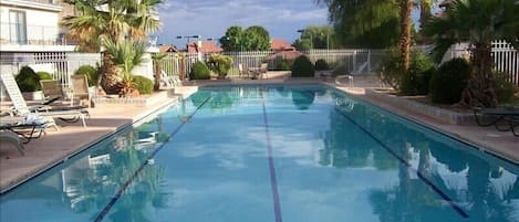 Enjoy the peace at this adult pool and hot tub area.