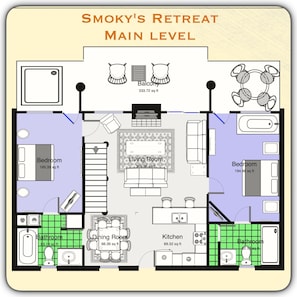 Main Level offers 2 King Masters with 2 full bathrooms with closets in bathrooms