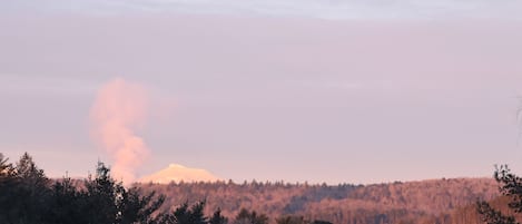 This is a morning dawn view of Camel's Hump on a very cold winter day.