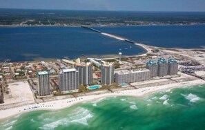 Beach Colony West (3rd from the left) overlooking beautiful Navarre Beach!