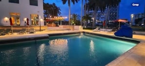 Pool area at night