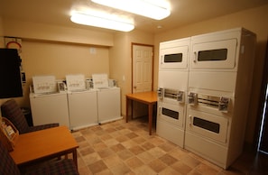 Coin operated guest laundry facility.
