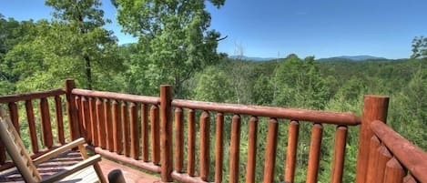 Private balcony off master bedroom with beautiful mountain view