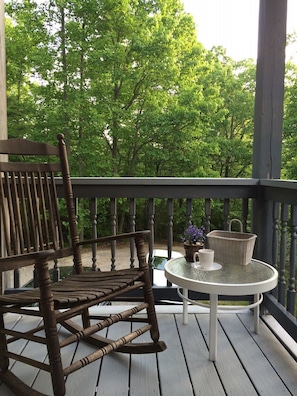 Morning coffee on the front porch. Enjoy the singing of early birds.