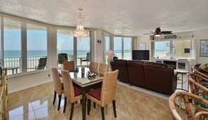 Dining room with panoramic view of the  beach and ocean!