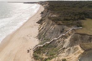 A view of your stairs and private beach