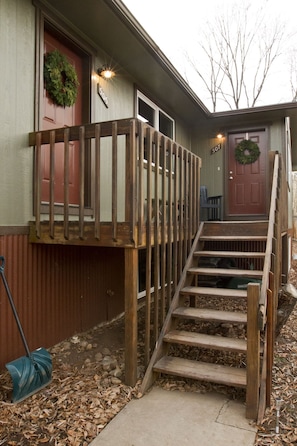 The main entrance to the units