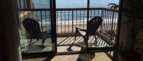 View of the Beach and Ocean from the living room. looks like a postcard! 