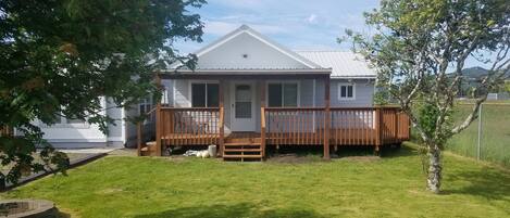 Guest house entrance with newly built deck.