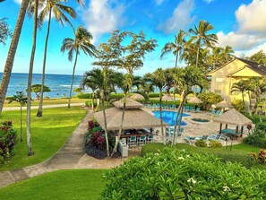 Ocean and pool views directly from the condo lanai.