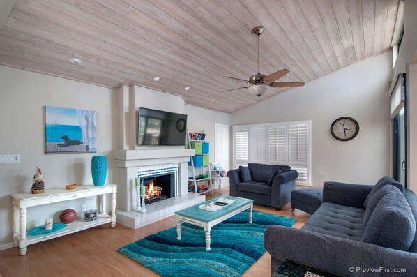 Enjoy the fireplace on chilly San DIego nights!