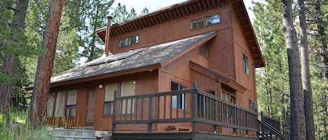 Side view of house with front deck