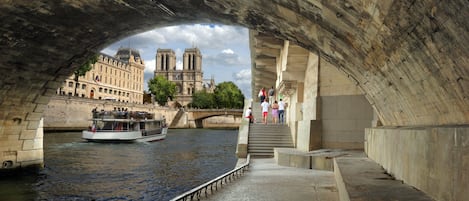 The Seine and Notre Dame, just a short walk from the apartment