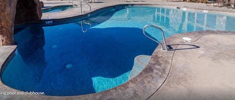 Upper pool. Bathrooms and showers.