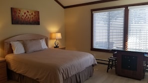 Lower bedroom with updated plank flooring