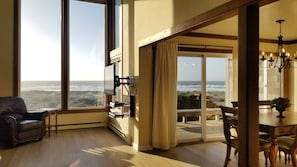 Views to the dunes and shore from the lower common areas