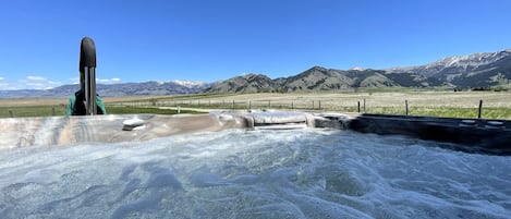 The Bridger mountain views surround you from our new Hot Springs tub! 