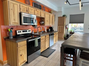 Oven, micro, full size fridge etc.