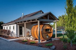 Only sweet dreams inside the barrel... double bed for two.