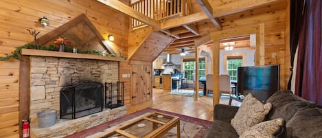 Photo of great room looking into open kitchen area