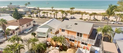 An Aerial view looking west at the Gulf and the property 