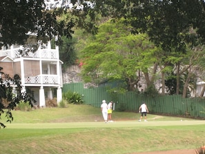 View to No.1 green from patio