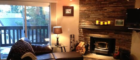 Modern, cozy, and ready for you to come up and relax. Enjoy the fireplace!