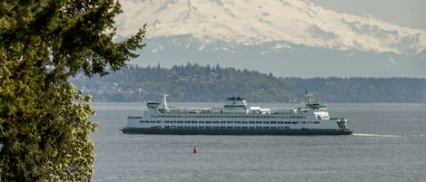 Mt Raininer and ferry view from lawn outside your suite