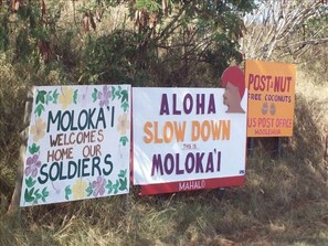 Signs posted by the airport