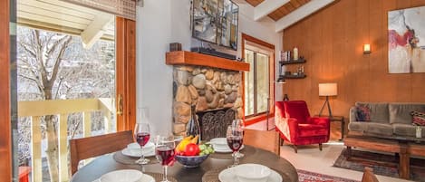 Dining Area, Gas Fireplace and Living Room