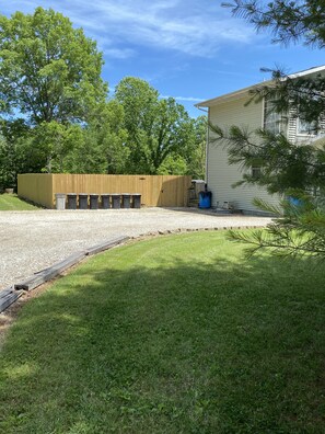 Elm house driveway and new 6 foot privacy fence