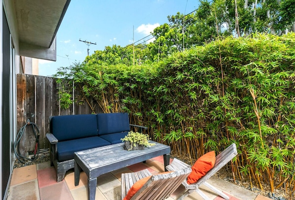 Private seating area outside the Master bedroom. Perfect for morning coffee.