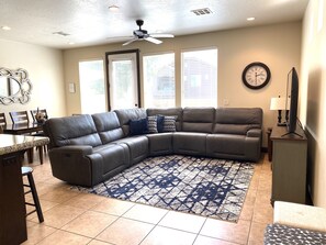 Family room has a 4K 55” smart TV with DVR and Blu-ray/DVD player, games too!