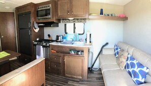 Spacious with kitchen, dining area,  bathroom.  Sleeps 4 comfortably.