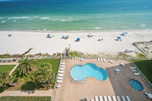 Enjoy our large pool, kiddie pool or beautiful beach area!