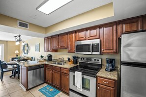 Our well equipped kitchen allows you to dine in each day if you wish.