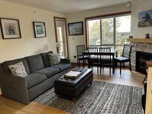 Dining table with a window view