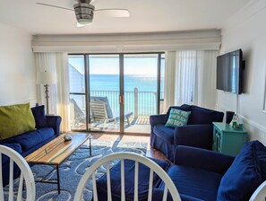 Living room with view to balcony