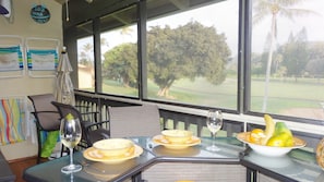 Dining Bar Set on Lanai View of 3rd Fairway Fazio Course