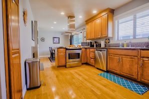Kitchen is big and roomy with lots of counter space.