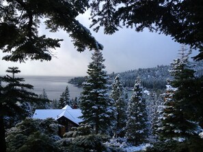 Winter new snow from upstairs windows and deck.