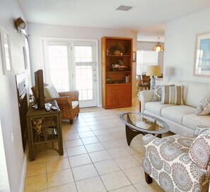 French doors to the back patio and parking lot