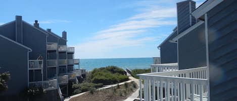 View from upper deck off of master bedroom.  Just a few steps to the beach!